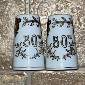 Vintage Lefton  50th Anniversary Salt & Pepper Shaker Set